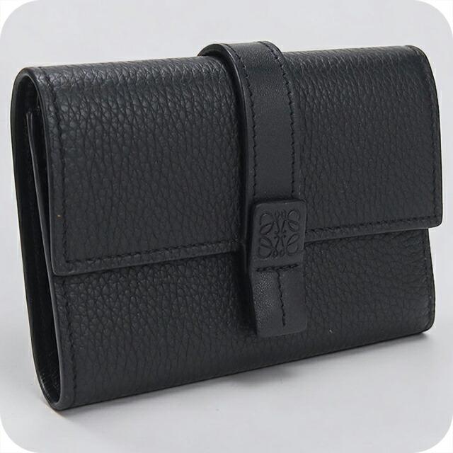 LOEWE アナグラム バーティカルウォレット 三つ折り財布 ブラック LOEWE（ロエベ） 中古 三つ折り財布 三折財布 レディース ブランド