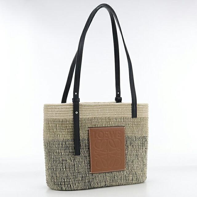 ロエベかごバッグ アナグラム　トートバッグ ナチュラル×ブラック LOEWE（ロエベ） 中古 カゴバッグ レディース ブランド アナグラム