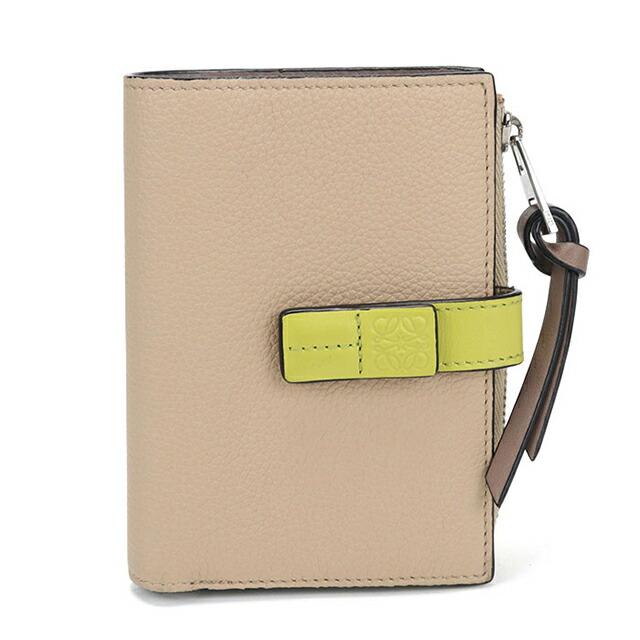 美品譲渡 LOEWE 二つ折り財布 ベージュ/ミント LOEWE（ロエベ） 中古 二つ折り財布 レディース ブランド コンパクト