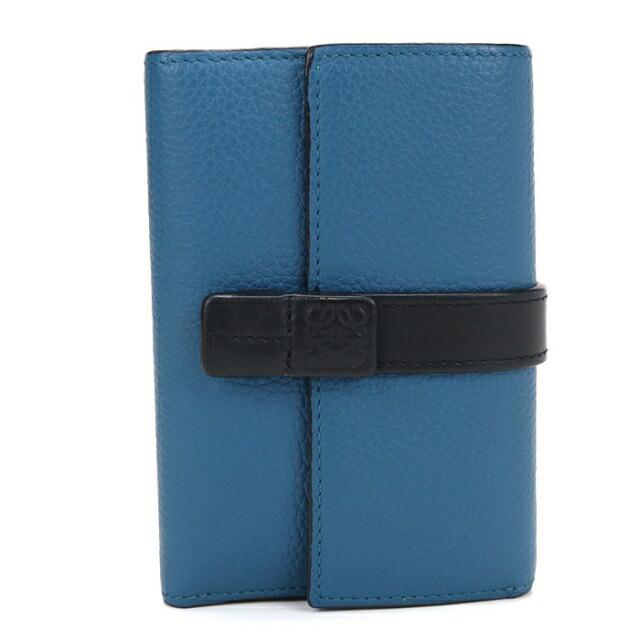 【極美品】ロエベ バーティカルウォレット 三つ折り 財布 ネイビー　アナグラム LOEWE（ロエベ） 中古 三つ折り財布 三折財布 レディース ブランド