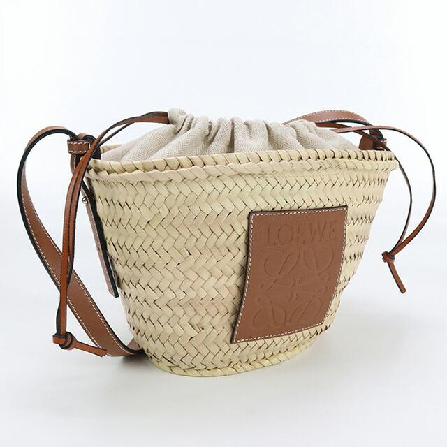 【美品】LOEWE ロエベ ドローストリングバケットバッグ カゴバック ホワイト LOEWE（ロエベ） 中古 カゴバッグ レディース ブランド ドロー