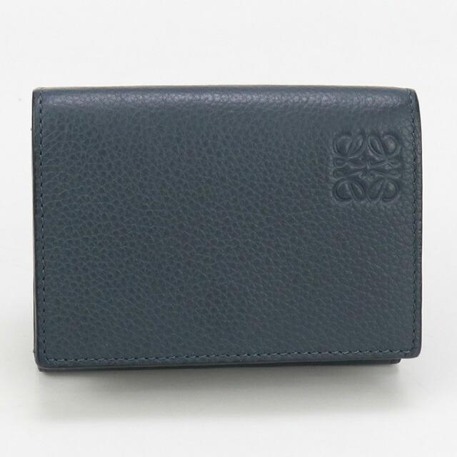 ✨LOEWE トライフォールド ウォレット アナグラム 三つ折り 財布 ネイビー LOEWE 中古 ロエベ 三折財布 メンズ ブランド アナグラム トライ