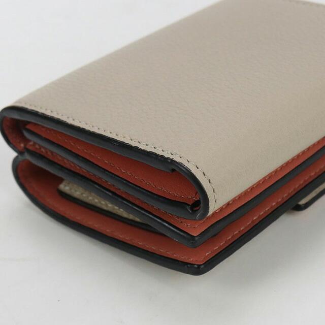 LOEWE 三つ折り財布 ベージュ 赤 内部色 LOEWE（ロエベ） 中古 三折財布 レディース ブランド トライフォールド