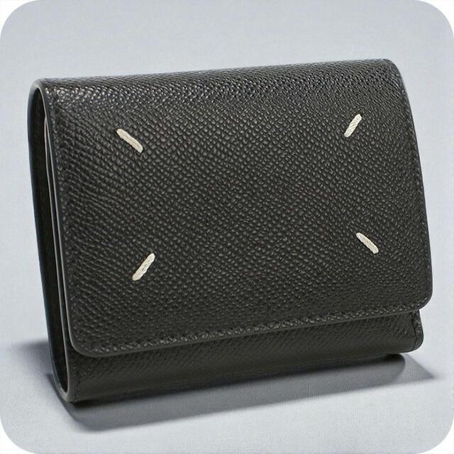 ❤新品未使用❤Maison Margiela 黒いレザ-三つ折り財布 男女兼用 Maison Margiela 中古 メゾンマルジェラ 三折財布 レディース