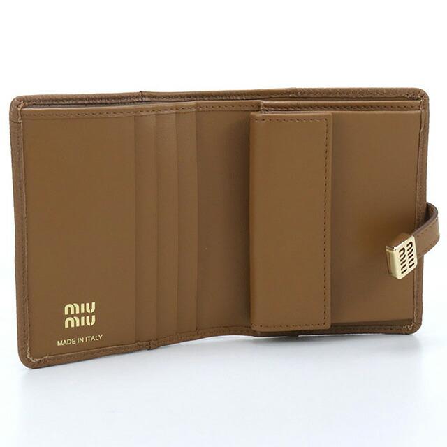 miumiu 二つ折り 財布 ブラウン ウォレット miu miu（ミュウミュウ） 中古 二折財布 レディース ブランド レザー