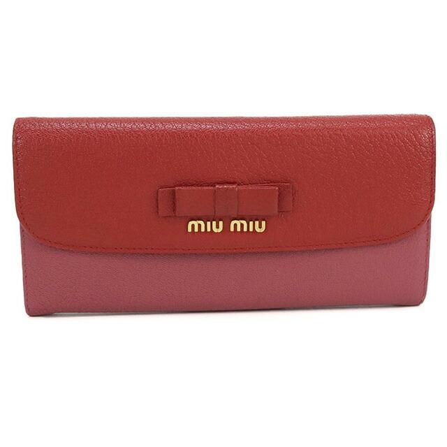 miu miu（ミュウミュウ） 中古 長財布二折 レディース ブランド レッド