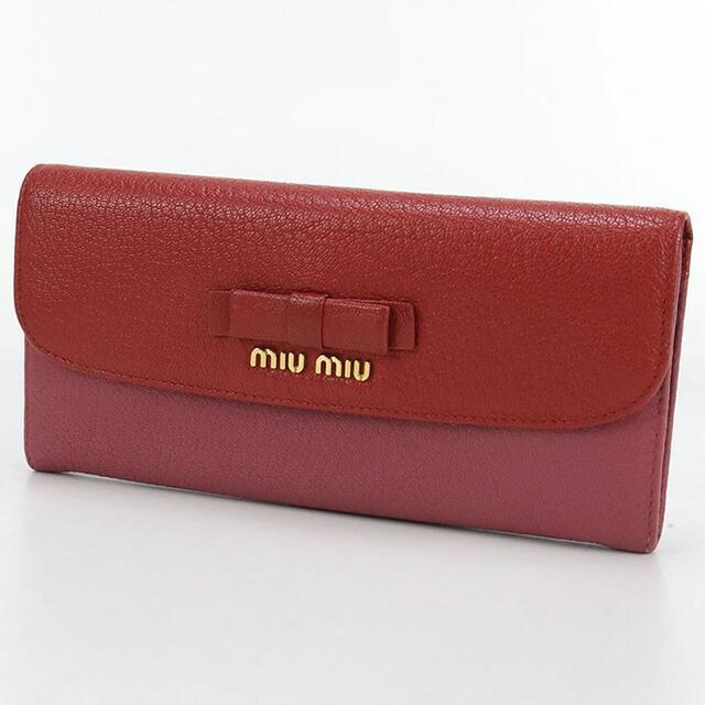 miu miu（ミュウミュウ） 中古 長財布二折 レディース ブランド レッド