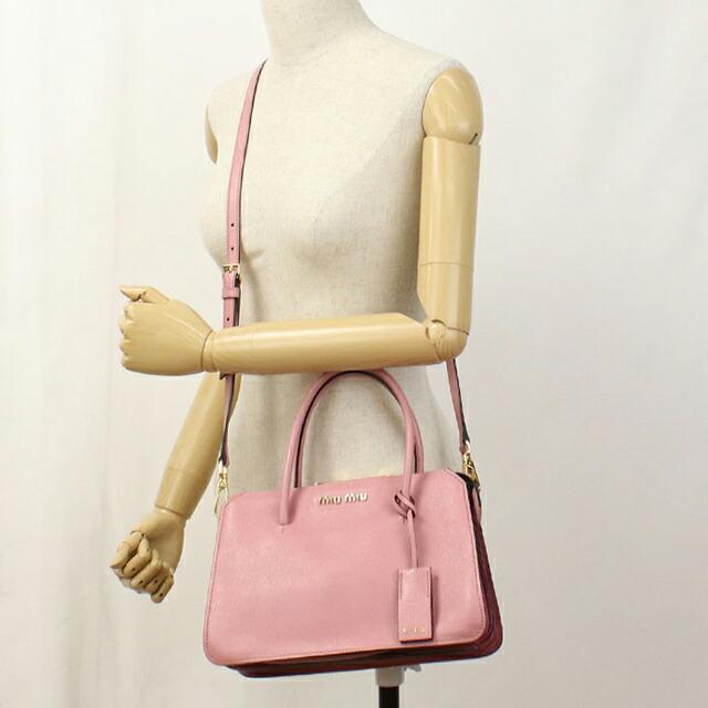 miumiu リボン ハンドバッグ ピンク　マドラスフィオッコ 2way miu miu（ミュウミュウ） 中古 ハンドバッグ レディース ブランド
