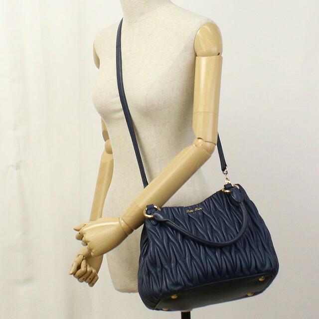 MIU MIU ネイビー本革トートバッグ miu miu（ミュウミュウ） 中古 トートバッグ レディース ブランド
