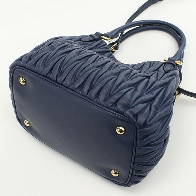 MIU MIU ネイビー本革トートバッグ miu miu（ミュウミュウ） 中古 トートバッグ レディース ブランド