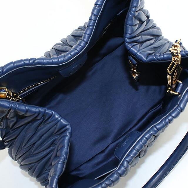 MIU MIU ネイビー本革トートバッグ miu miu（ミュウミュウ） 中古 トートバッグ レディース ブランド