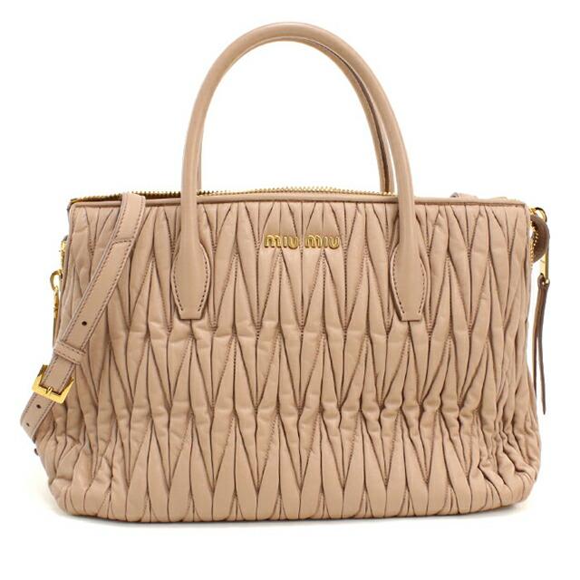 miu miu マテラッセ ハンドバッグ ベージュ miu miu（ミュウミュウ） 中古 ハンドバッグ レディース ブランド
