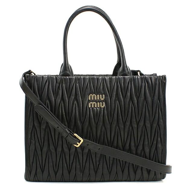 大人気 マテラッセ / ミュウミュウ 2wayバッグ / ブラック miu miu（ミュウミュウ） 中古 トートバッグ レディース ブランド