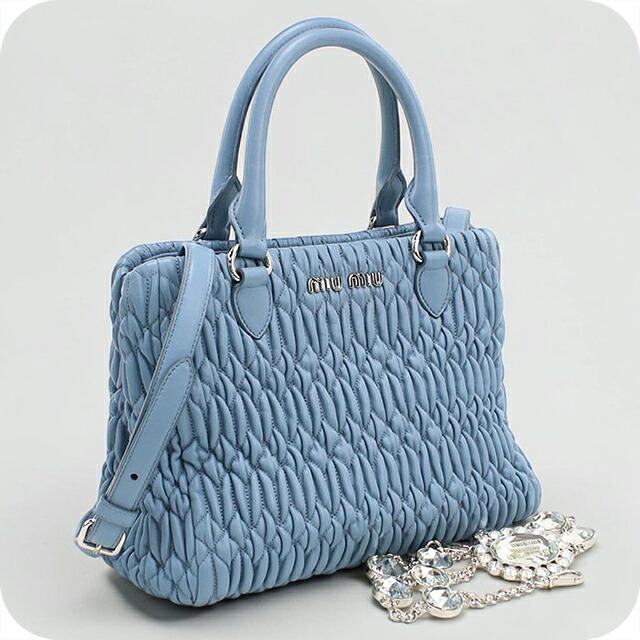 miu miu ハンドバッグ ブルー miu miu（ミュウミュウ） 中古 ハンドバッグ レディース ブランド