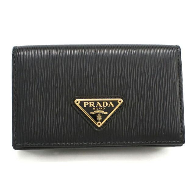 PRADA 名刺入れ 名刺ケース プラダ ブラック 1MC122 牛革 PRADA（プラダ） 中古 名刺入れ レディース ブランド トライアングル