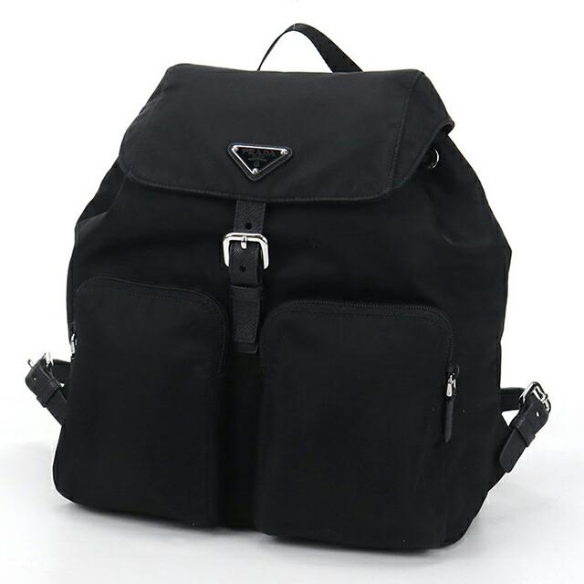 PRADA ￼ 1BZ005 ブラックナイロンフラップバックパック　美品 PRADA（プラダ） 中古 リュック レディース ブランド バッグパック