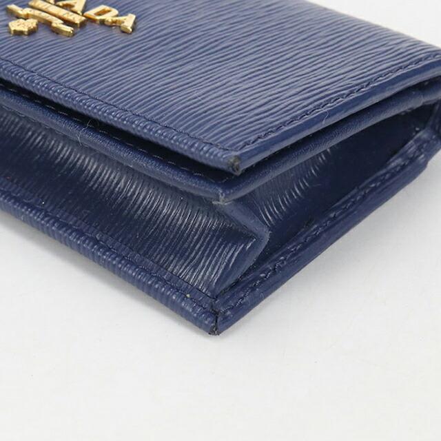 美品　PRADA　名刺入れ ネイビー サフィアーノレザー PRADA（プラダ） 中古 名刺入れ レディース ブランド サフィアーノ