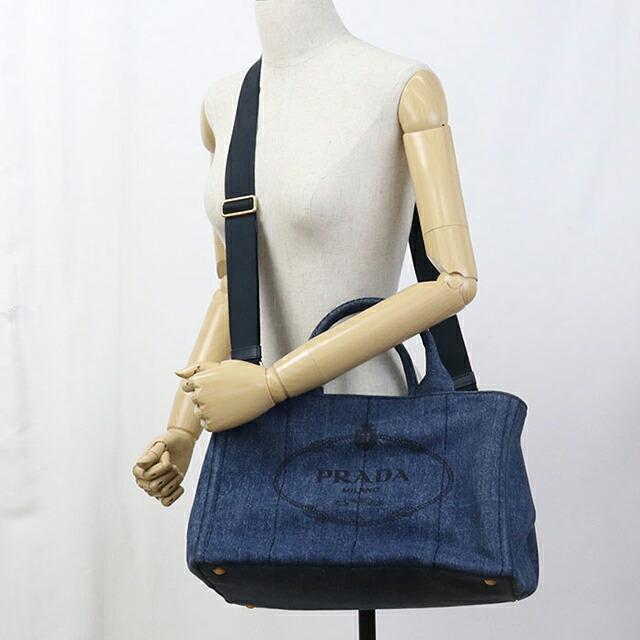 【中古】 プラダ 2WAYハンドバッグ カナパ ネイビー PRADA（プラダ） 中古 トートバッグ レディース ブランド カナパ 2WAY