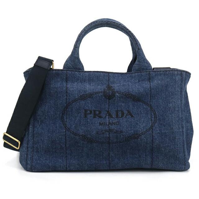 【中古】 プラダ 2WAYハンドバッグ カナパ ネイビー PRADA（プラダ） 中古 トートバッグ レディース ブランド カナパ 2WAY