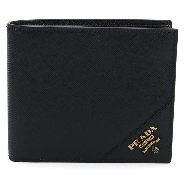 定価10万　PRADA 二つ折り財布 サフィアーノレザー 黒 メンズ PRADA（プラダ） 中古 二つ折り財布 二折財布 メンズ ブランド