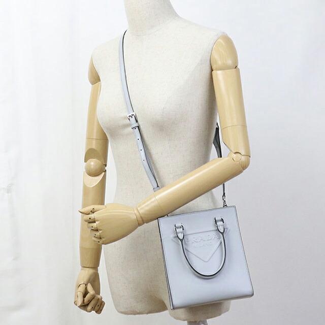 【✨希少✨】プラダ トートバッグ 三角ロゴ メタリックブルー 名東】【PRADA】プラダ TRIANGOLO JACQU ハンド 2WAY ショルダーバッグ