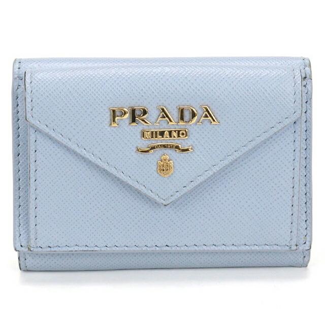 プラダ　サフィアーノブルー二つ折り財布　レディース PRADA（プラダ） 中古 三つ折り財布 コンパクト 三折財布 レディース
