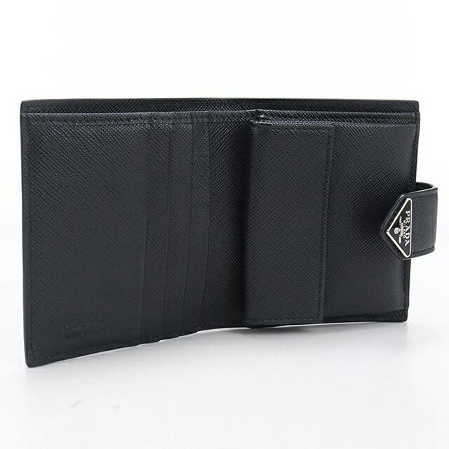 PRADA サフィアーノレザー 二つ折り財布 ブラック 中古 PRADA（プラダ） 中古 二つ折り財布 二折財布 メンズ ブランド