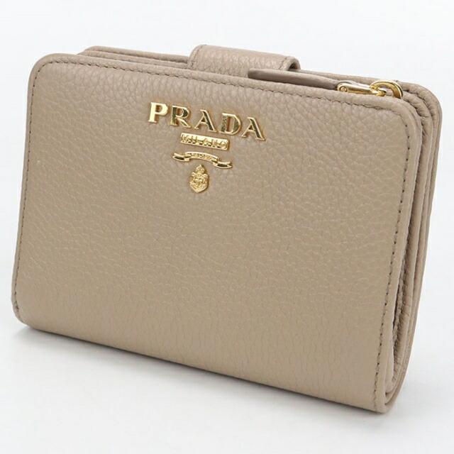PRADAプラダヴィッテロダイノ 二つ折り財布 ベージュRFID搭載