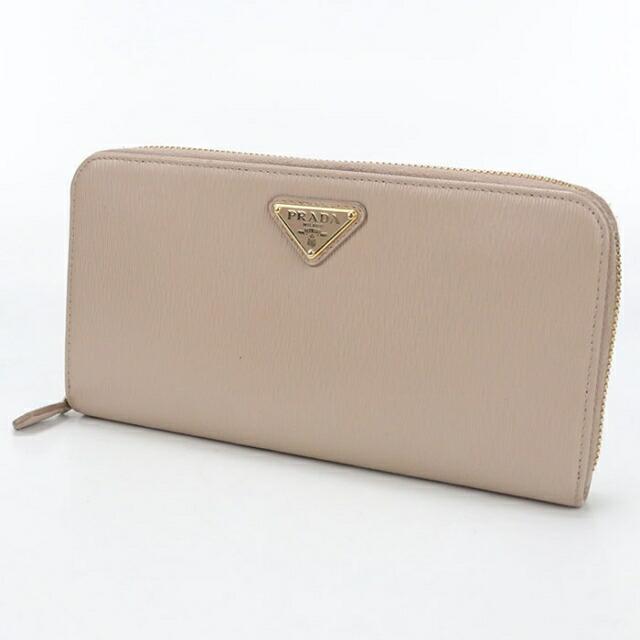 PRADA ヴェッテログライン長財布 ラウンドファスナー ベージュ系 PRADA（プラダ） 中古 長財布 ラウンドファスナー レディース ブランド
