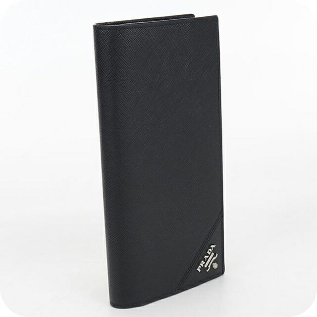 PRADA メンズ ブランド 長財布 サフィアーノ ブラック 2MV836 黒 PRADA（プラダ） 中古 長財布二折 メンズ ブランド サフィアーノレザー