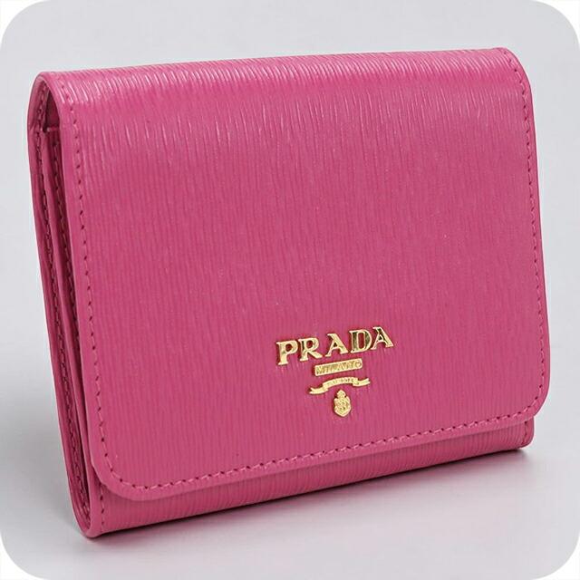 【美品】PRADA プラダ 財布 ブラック ピンク バイカラー 三つ折り PRADA（プラダ） 中古 三つ折り財布 三折財布 レディース ブランド