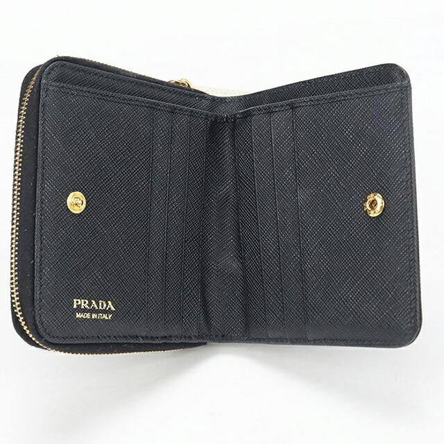 【中古】PRADA 長財布　二つ折りトライアングルプレート　ブラック PRADA（プラダ） 中古 二つ折り財布 二折財布 レディース ブランド