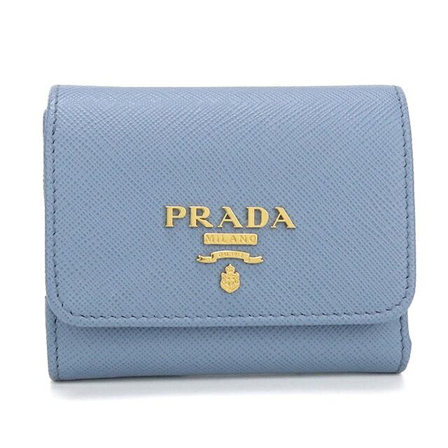 PRADA サフィアーノ 三つ折り財布 ライトブルー PRADA（プラダ） 中古 三つ折り財布 三折財布 コンパクト レディース