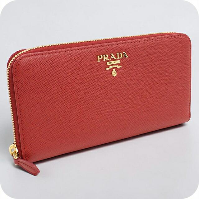 PRADA ラウンド ファスナー 長財布 1ML506 サフィアーノ レザー黒赤 PRADA（プラダ） 中古 長財布ラウンドファスナー レディース ブランド