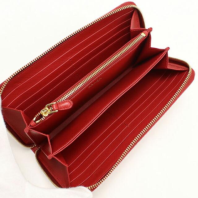 【PRADA（プラダ）】長財布 サフィアーノメタル レザー レッド 1ML506 PRADA（プラダ） 中古 長財布ラウンドファスナー レディース ブランド