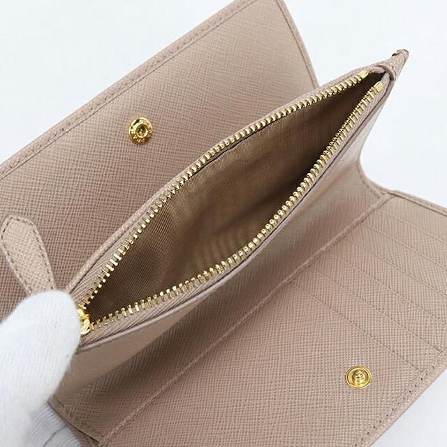 美品✨PRADA サフィアーノ 長財布 サフィアーノ トライアングル ベージュ PRADA（プラダ） 中古 長財布二折 レディース ブランド サフィアーノ