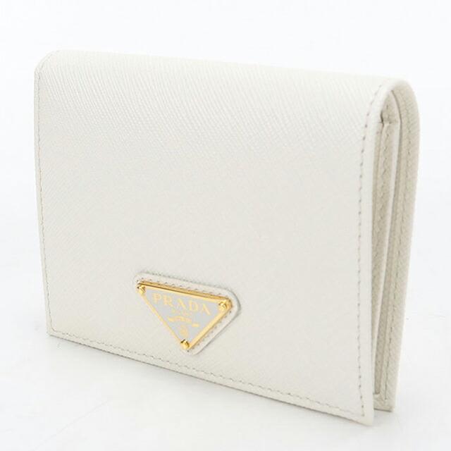 美品✨ PRADA 二つ折り財布 サフィアーノ トライアングルロゴ ホワイト PRADA（プラダ） 中古 二つ折り財布 二折財布 コンパクト レディース