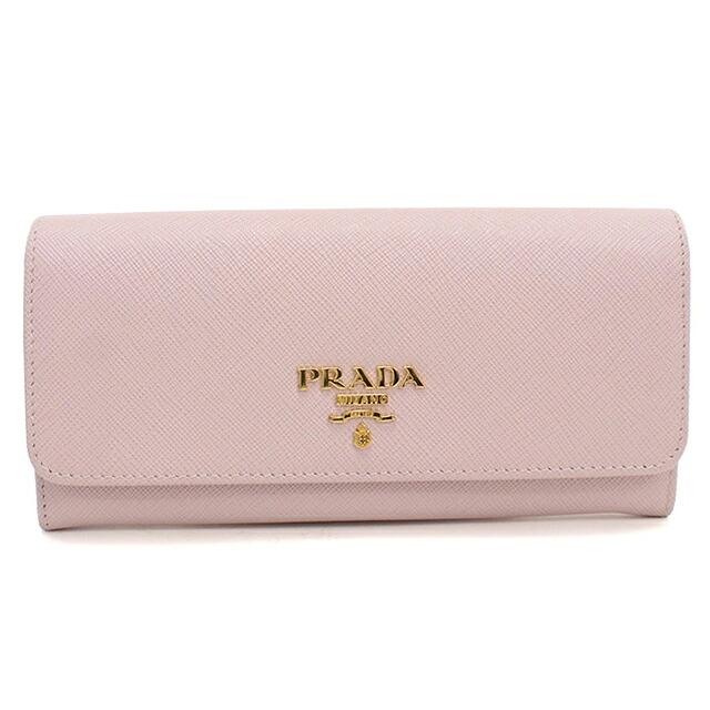 良品　PRADA サフィアーノ　マルチカラー　ピンク　ホワイト　長財布 PRADA（プラダ） 中古 長財布二折 レディース ブランド サフィアーノ