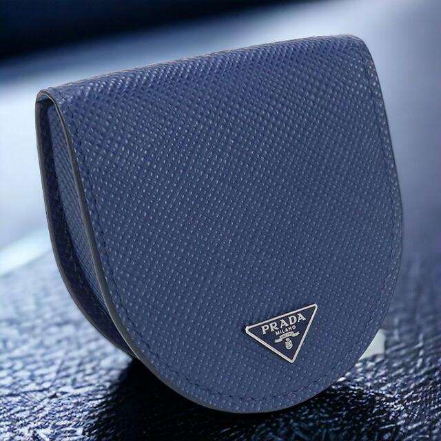 中古 プラダ 小銭入れ メンズ ブランド PRADA コインケース ネイビー 