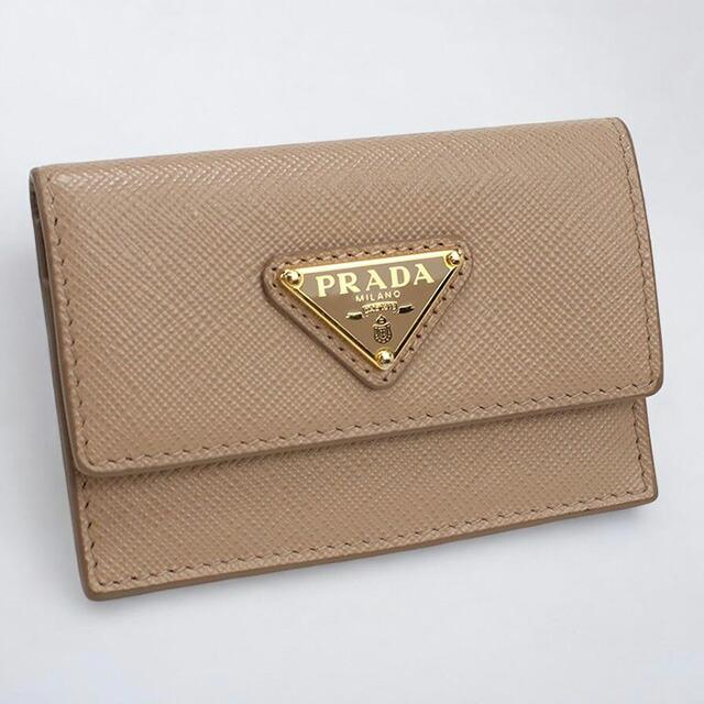 PRADA サフィアーノ 名刺入れ リボン 1MC122 ベージュレザー Amazon