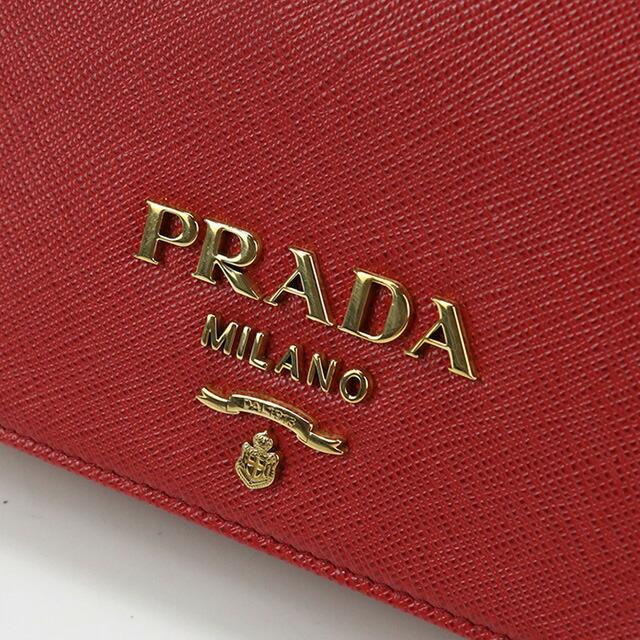 PRADAプラダ サフィアーノ 財布 レディース 赤 レッド ラウンドファスナー PRADA（プラダ） 中古 チェーンウォレット レディース ブランド