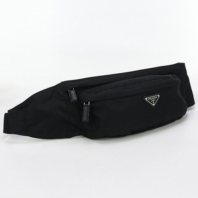 【美品】プラダ ボディバッグ ウエストポーチ レザー×ナイロン 黒 2VL132 PRADA（プラダ） 中古 ボディバッグ メンズ ブランド ベルトバッグ