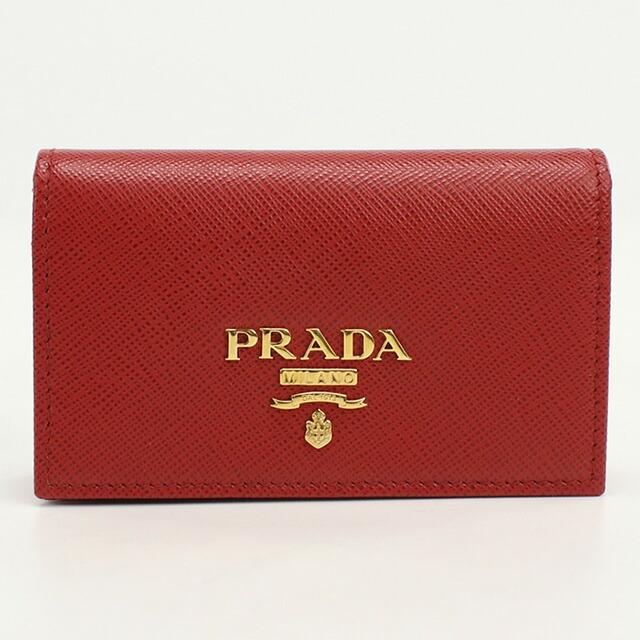 PRADA 赤 レザー 名刺入れ PRADA（プラダ） 中古 名刺入れ レディース ブランド サフィアノレザー