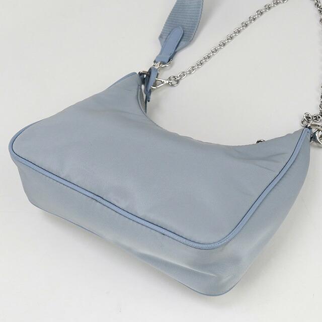 本物 プラダ PRADA レザー 2WAY ショルダーバッグ ハンドバッグ ライトブルー バッグ 中古・ PRADA（プラダ） 中古 ショルダーバッグ レディース ブランド PRADA