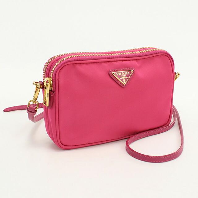 美品 プラダ レザー ピンク ミニ ポーチ 0063【中古】PRADA 美品  