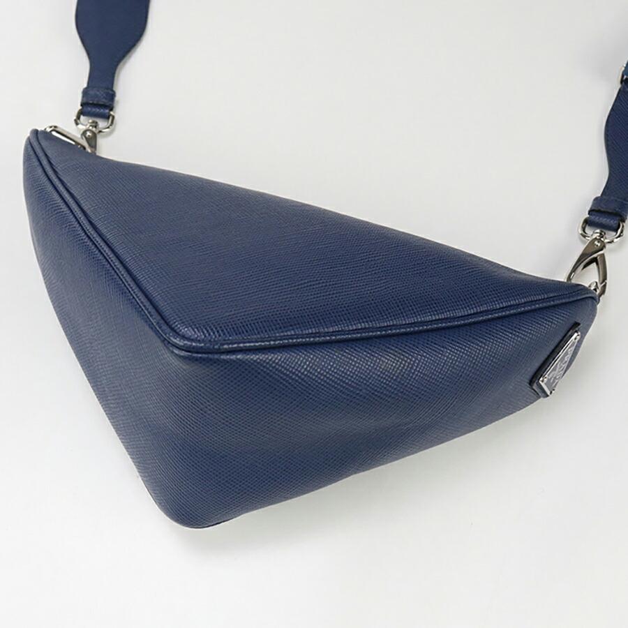 中古良品PRADA プラダ 斜め掛け ショルダーバッグ 2VH155 トライアングル メンズ ブルー PRADA（プラダ） 中古 斜め掛け ショルダーバッグ メンズ ブランド