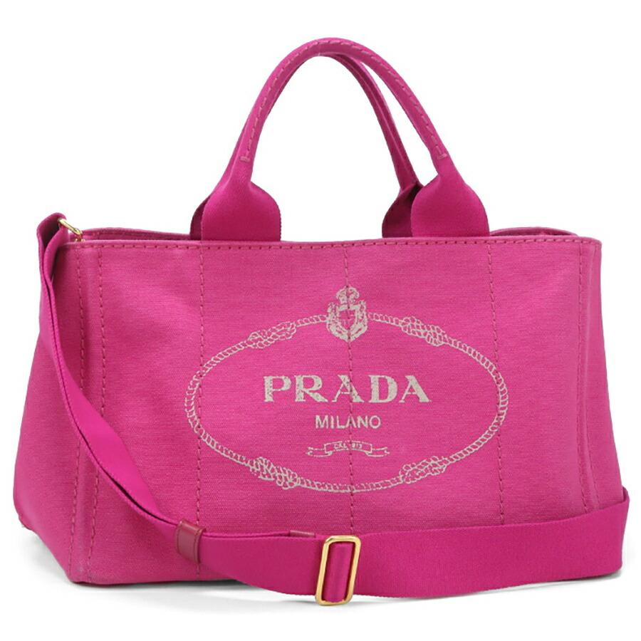 PRADA プラダ B1872B カナパ トート バッグ ボーダー ピンク PRADA（プラダ） 中古 トートバッグ レディース ブランド カナパ 2WAY