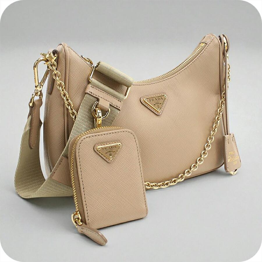 【新品】PRADA ショルダーバッグ　レディース　ベージュ PRADA（プラダ） 中古 斜め掛け ショルダーバッグ レディース ブランド
