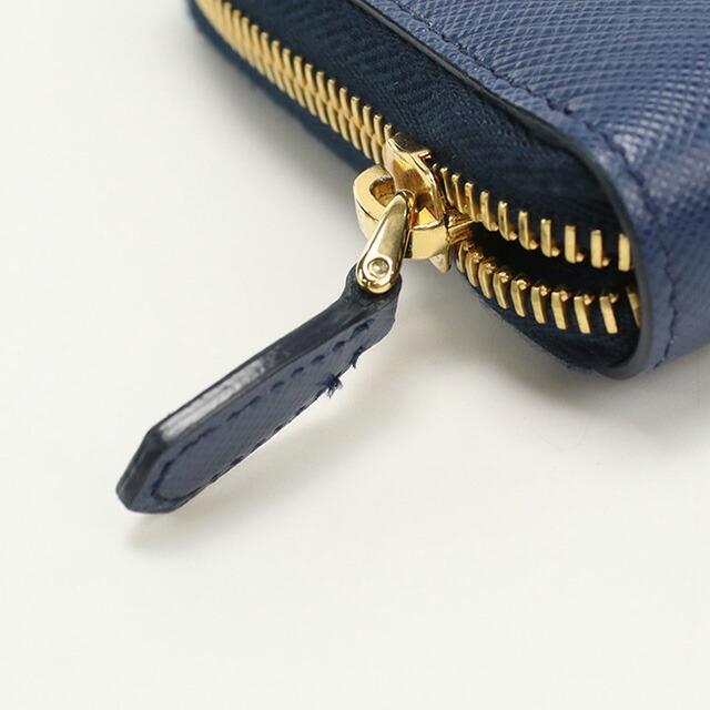 【正規品✨ラウンドジップ】プラダ　長財布　ブルー　サフィアーノレザー　金色　美品 正規品✨ラウンドジップ】プラダ 長財布 ブルー サフィアーノレザー