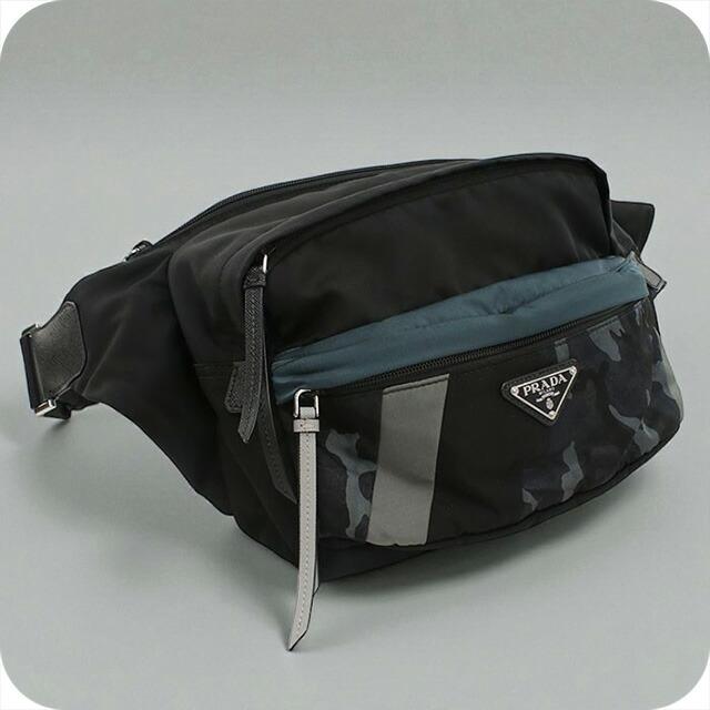 中古良品PRADA プラダ ボディバッグ 2VH038 ベルトバッグ メンズ ブラック PRADA（プラダ） 中古 ボディバッグ メンズ ブランド ベルトバッグ